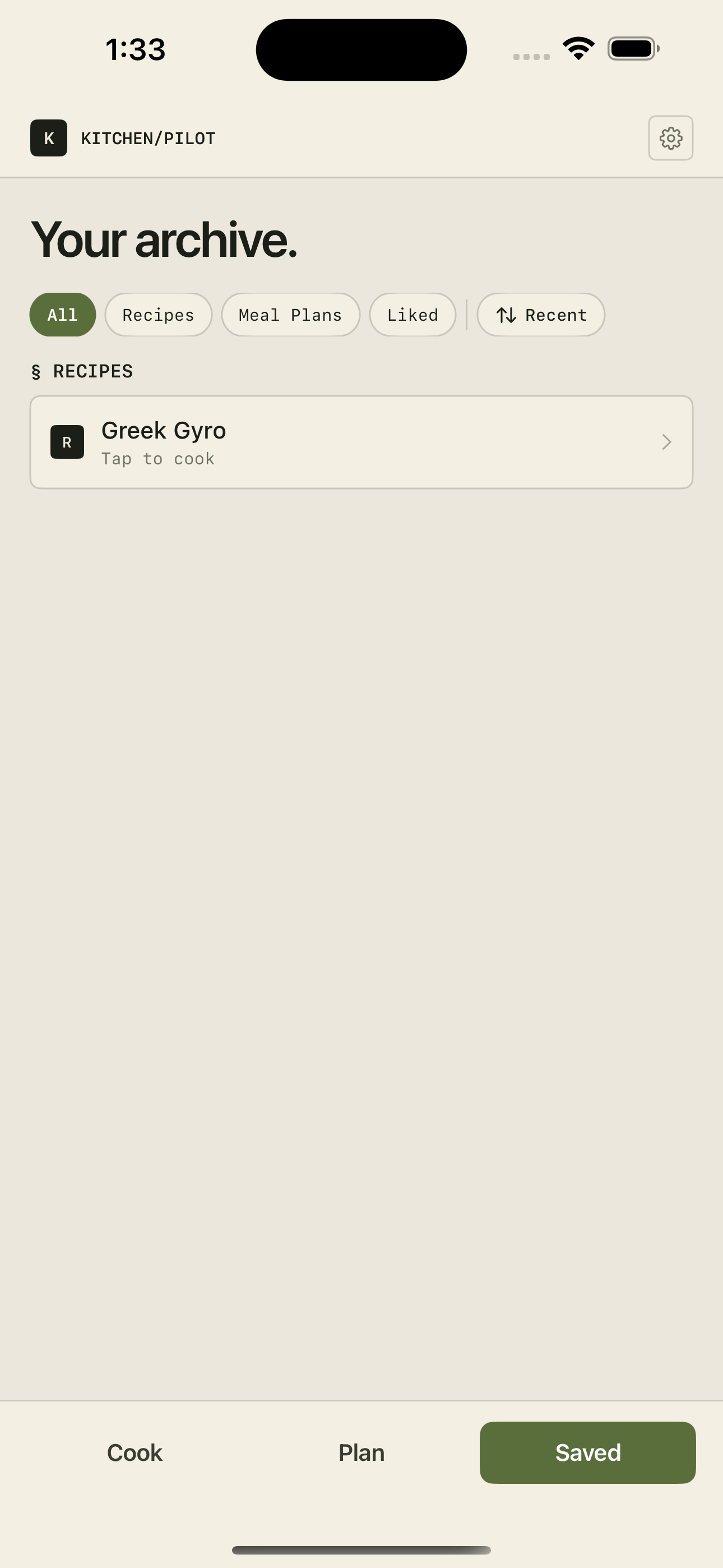 Bookmarks screen
